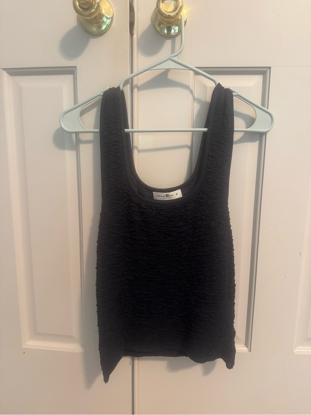 NATURAL LIFE Navy Textured Scoop Crop Tank